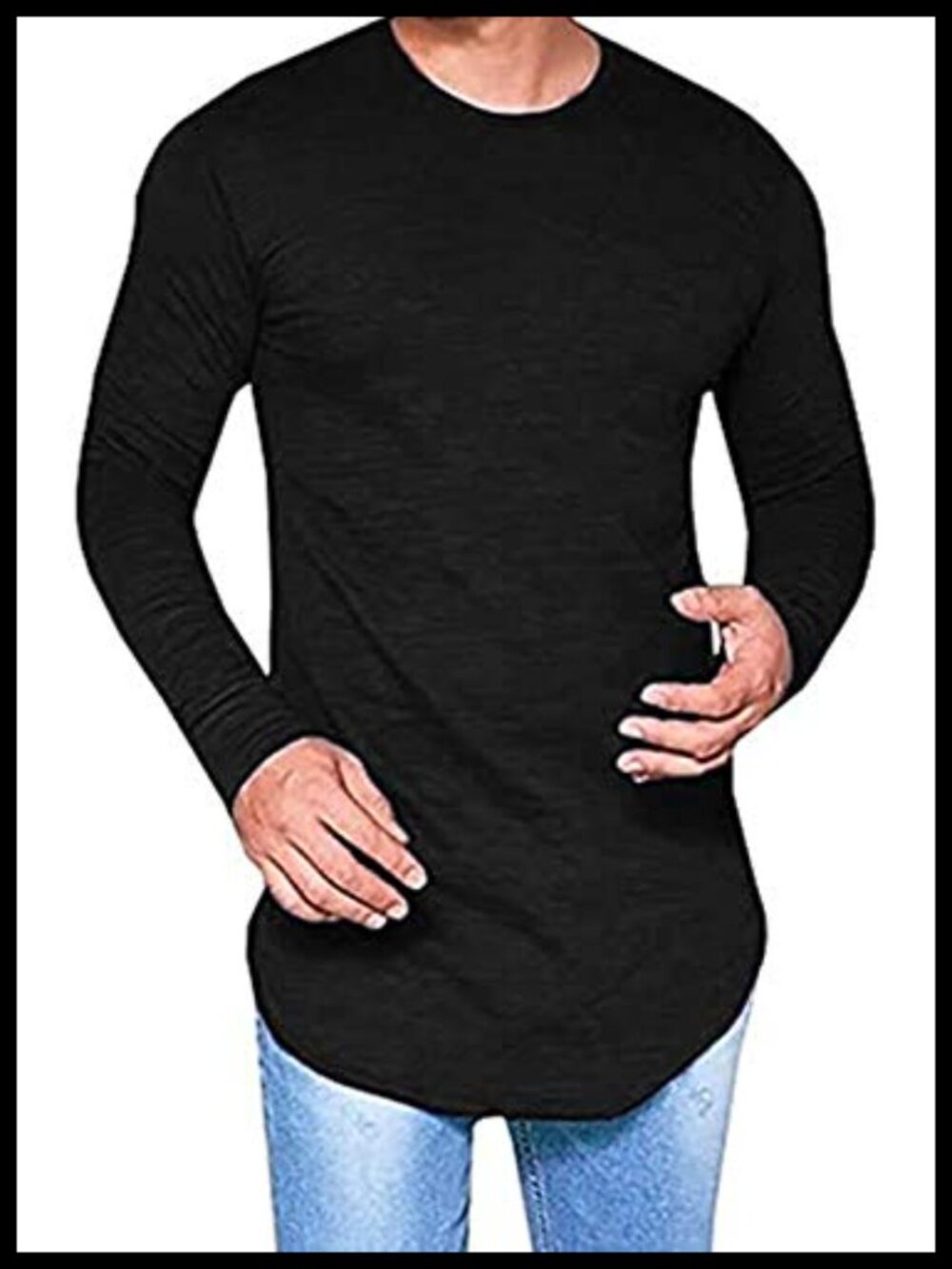 Men's Hipster Hip Hop Longline Crewneck T-Shirt